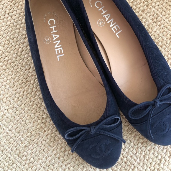 CHANEL Shoes - Chanel blue suede ballet flat